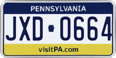 PA license plate JXD0664