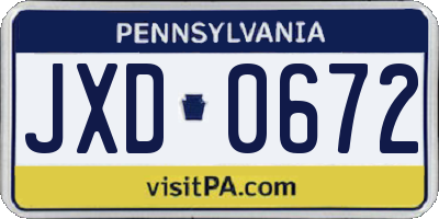 PA license plate JXD0672