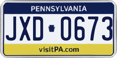 PA license plate JXD0673