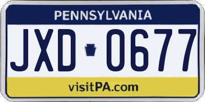 PA license plate JXD0677