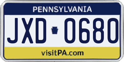 PA license plate JXD0680