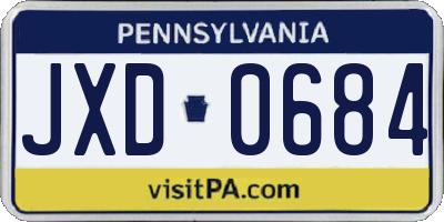PA license plate JXD0684