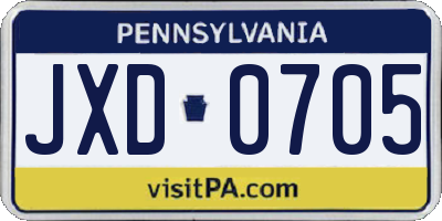 PA license plate JXD0705