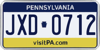 PA license plate JXD0712