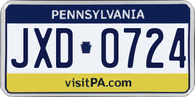 PA license plate JXD0724