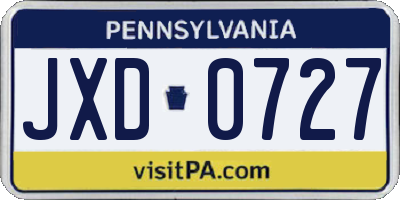PA license plate JXD0727