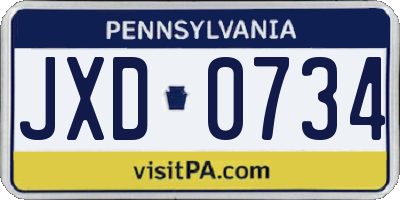 PA license plate JXD0734