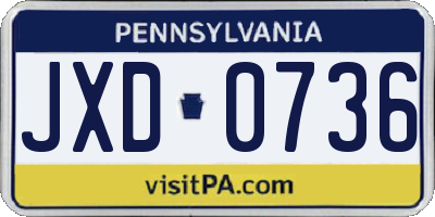 PA license plate JXD0736
