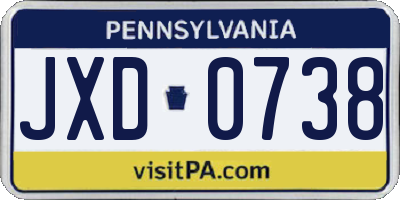 PA license plate JXD0738
