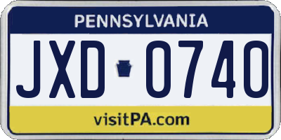 PA license plate JXD0740
