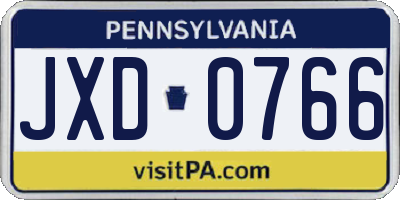 PA license plate JXD0766