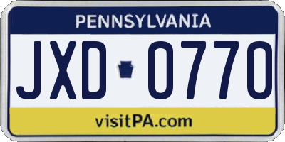 PA license plate JXD0770