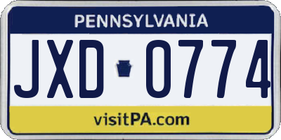 PA license plate JXD0774