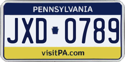 PA license plate JXD0789