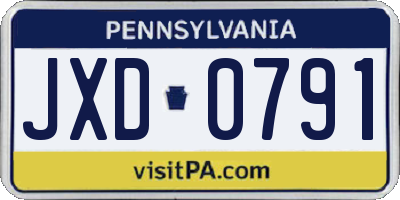 PA license plate JXD0791