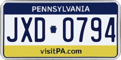 PA license plate JXD0794