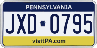 PA license plate JXD0795
