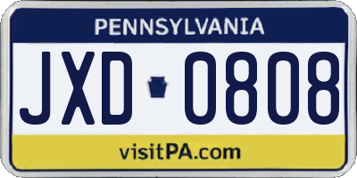 PA license plate JXD0808