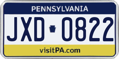 PA license plate JXD0822