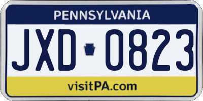PA license plate JXD0823