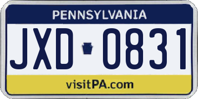 PA license plate JXD0831