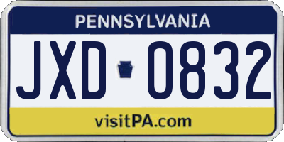 PA license plate JXD0832
