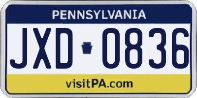 PA license plate JXD0836