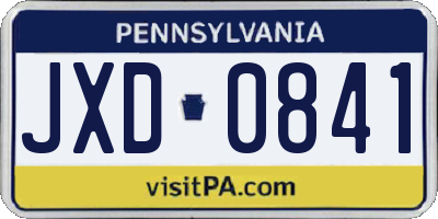 PA license plate JXD0841