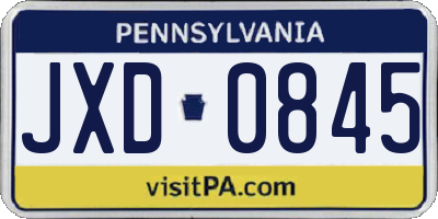 PA license plate JXD0845