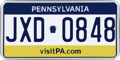 PA license plate JXD0848