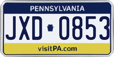 PA license plate JXD0853