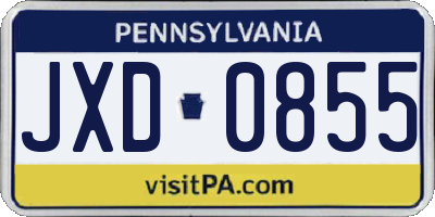 PA license plate JXD0855