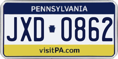PA license plate JXD0862