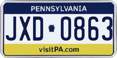 PA license plate JXD0863