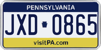 PA license plate JXD0865