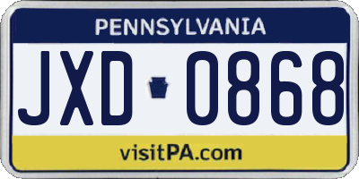 PA license plate JXD0868