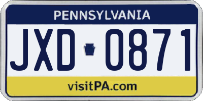 PA license plate JXD0871