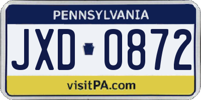 PA license plate JXD0872
