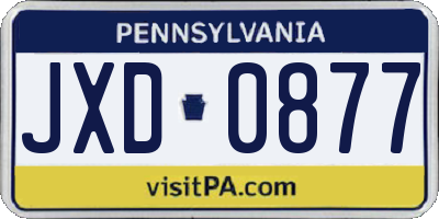 PA license plate JXD0877
