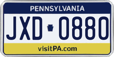 PA license plate JXD0880