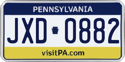 PA license plate JXD0882