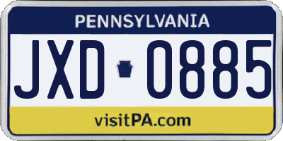 PA license plate JXD0885