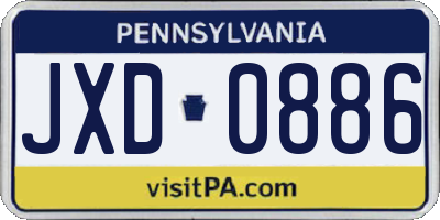 PA license plate JXD0886