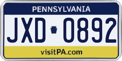 PA license plate JXD0892