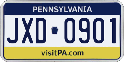PA license plate JXD0901