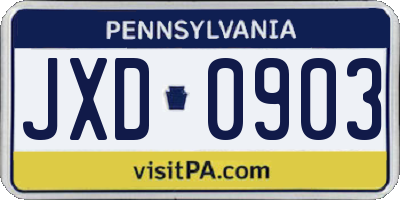 PA license plate JXD0903