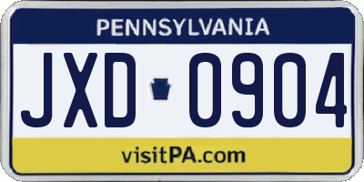 PA license plate JXD0904