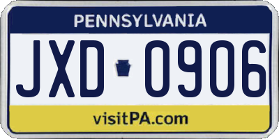PA license plate JXD0906