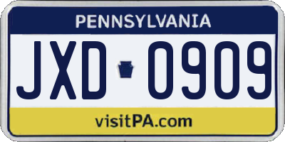 PA license plate JXD0909