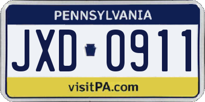 PA license plate JXD0911